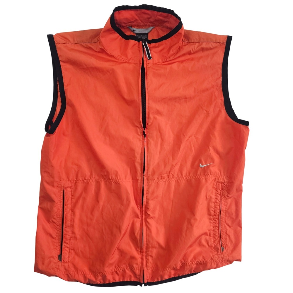 Nike Golf Mens Large Orange Full Zip Lightweight Performance Vest Mock‎ Neck L